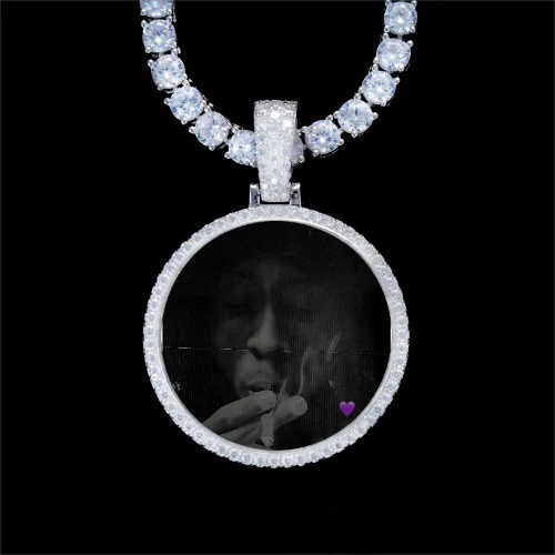 925S & VVS Moissanite 3D Circle Custom Picture Pendant