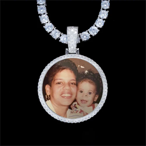 925S & VVS Moissanite 3D Circle Custom Picture Pendant