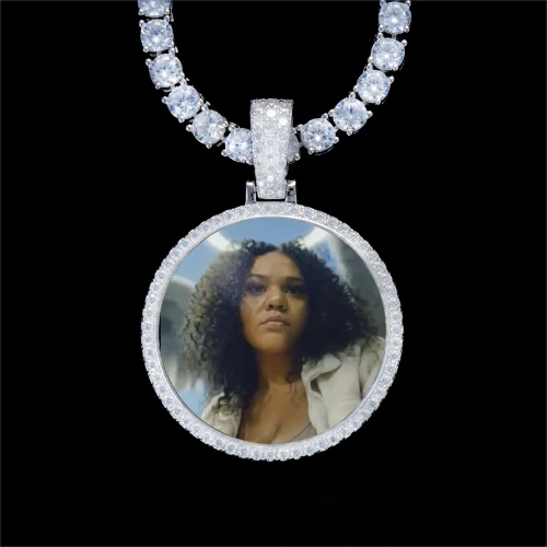 925S & VVS Moissanite 3D Circle Custom Picture Pendant