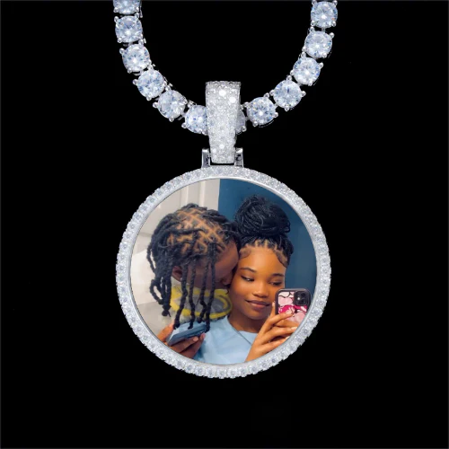 925S & VVS Moissanite 3D Circle Custom Picture Pendant