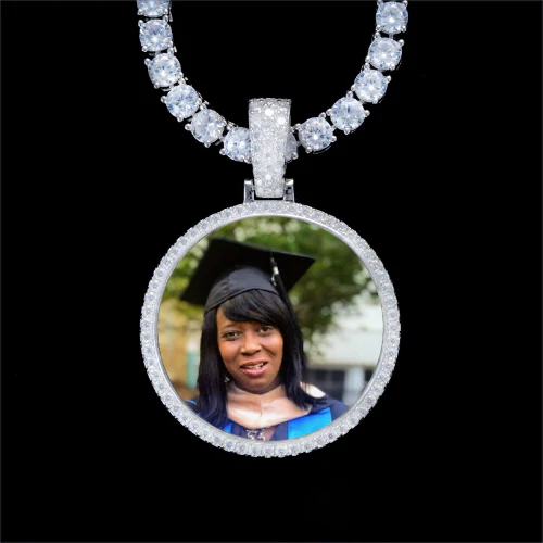 925S & VVS Moissanite 3D Circle Custom Picture Pendant
