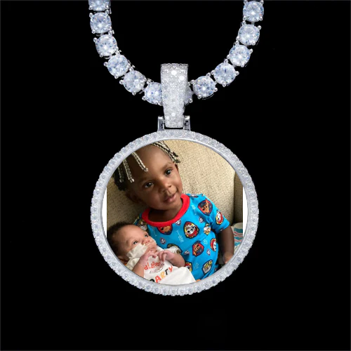 925S & VVS Moissanite 3D Circle Custom Picture Pendant