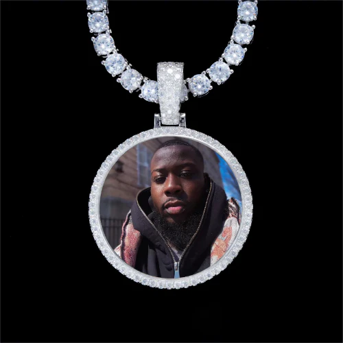925S & VVS Moissanite 3D Circle Custom Picture Pendant
