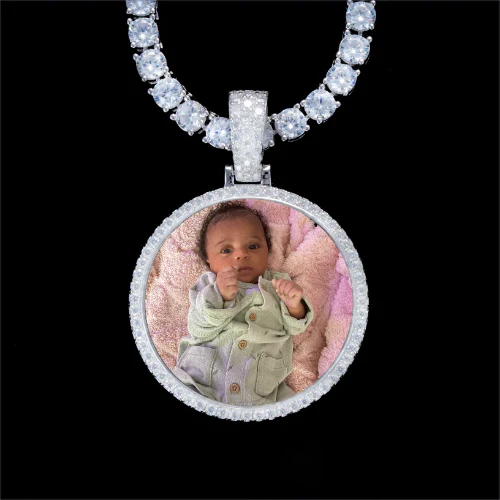 925S & VVS Moissanite 3D Circle Custom Picture Pendant