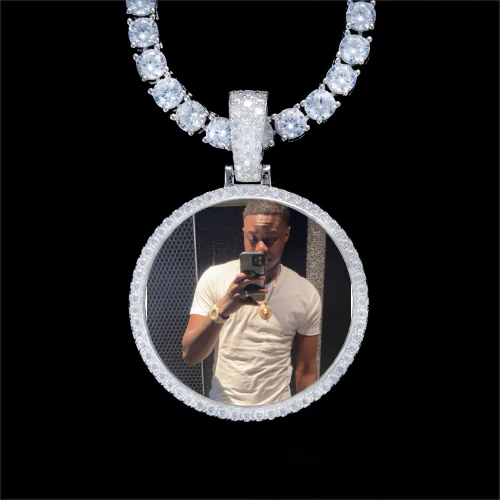 925S & VVS Moissanite 3D Circle Custom Picture Pendant