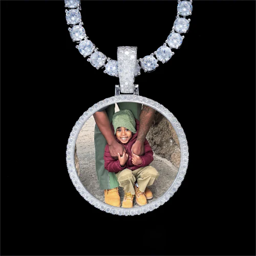 925S & VVS Moissanite 3D Circle Custom Picture Pendant