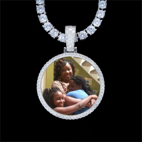 925S & VVS Moissanite 3D Circle Custom Picture Pendant