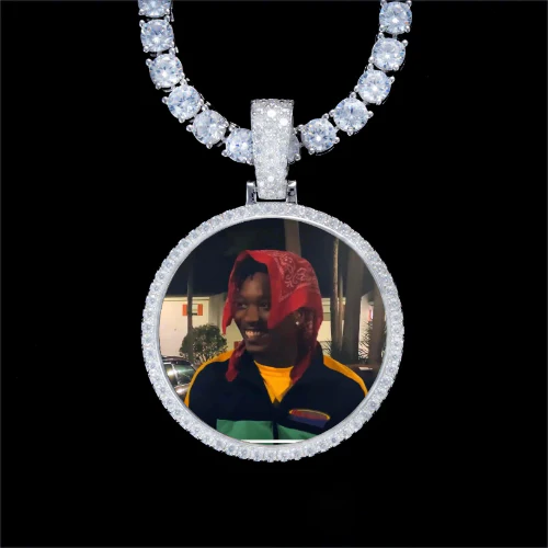 925S & VVS Moissanite 3D Circle Custom Picture Pendant