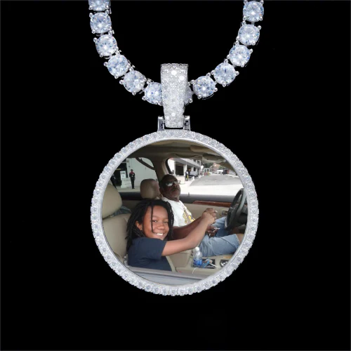 925S & VVS Moissanite 3D Circle Custom Picture Pendant