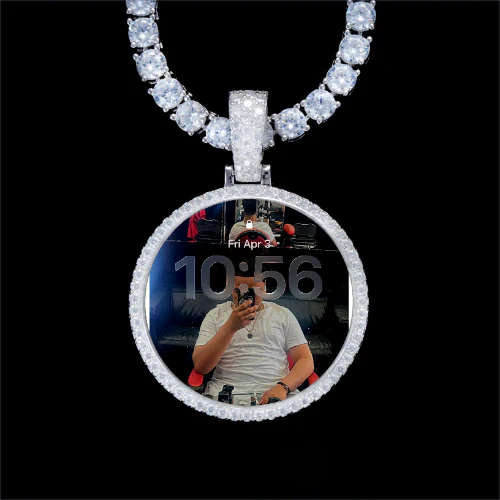 925S & VVS Moissanite 3D Circle Custom Picture Pendant