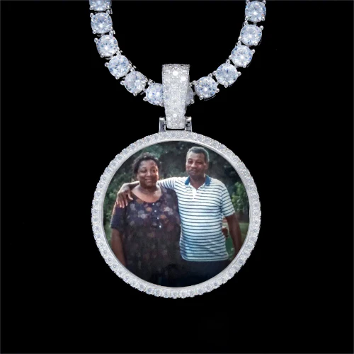 925S & VVS Moissanite 3D Circle Custom Picture Pendant