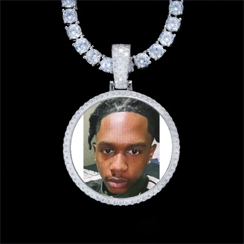 925S & VVS Moissanite 3D Circle Custom Picture Pendant