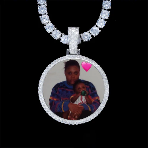 925S & VVS Moissanite 3D Circle Custom Picture Pendant