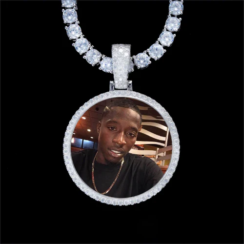 925S & VVS Moissanite 3D Circle Custom Picture Pendant