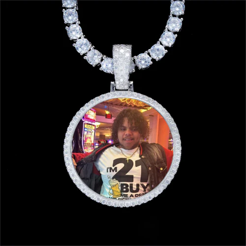 925S & VVS Moissanite 3D Circle Custom Picture Pendant