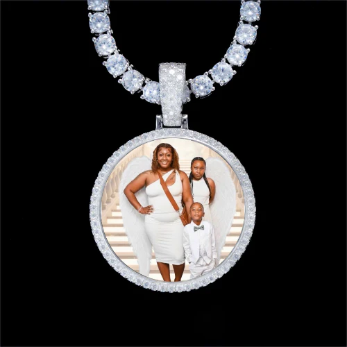 925S & VVS Moissanite 3D Circle Custom Picture Pendant
