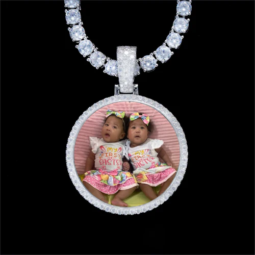 925S & VVS Moissanite 3D Circle Custom Picture Pendant