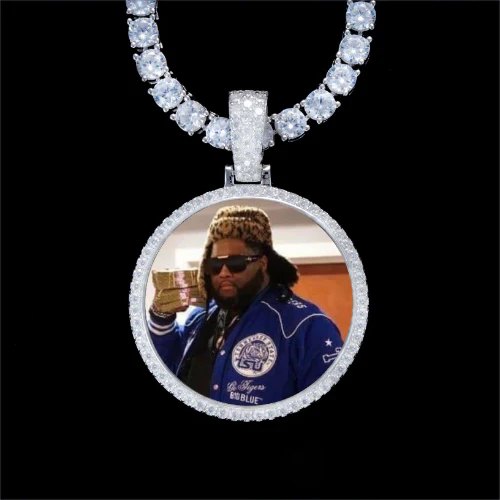 925S & VVS Moissanite 3D Circle Custom Picture Pendant