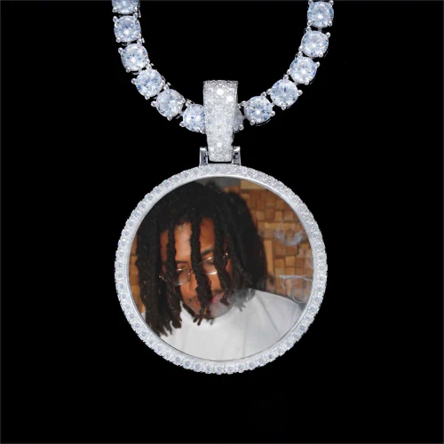 925S & VVS Moissanite 3D Circle Custom Picture Pendant