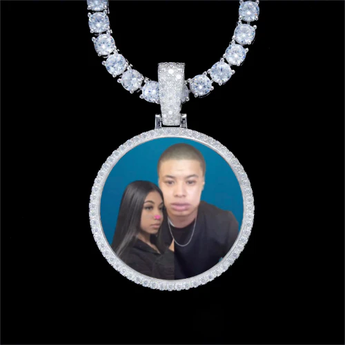 925S & VVS Moissanite 3D Circle Custom Picture Pendant