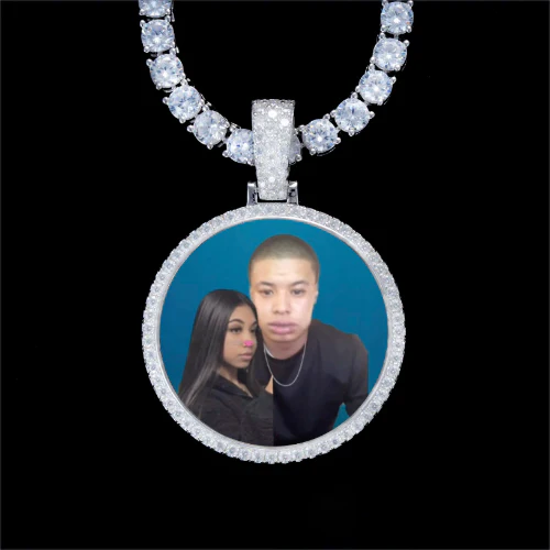 925S & VVS Moissanite 3D Circle Custom Picture Pendant