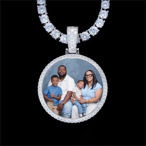 925S & VVS Moissanite 3D Circle Custom Picture Pendant