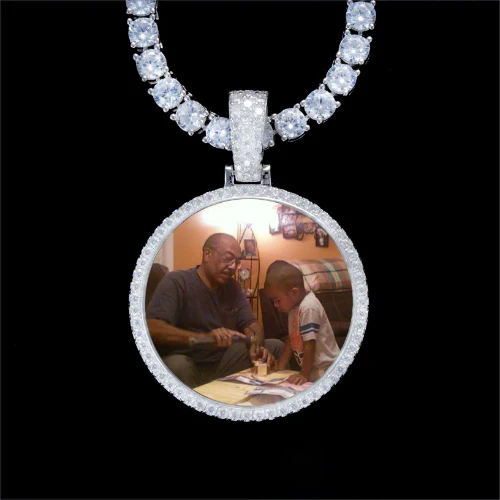 925S & VVS Moissanite 3D Circle Custom Picture Pendant