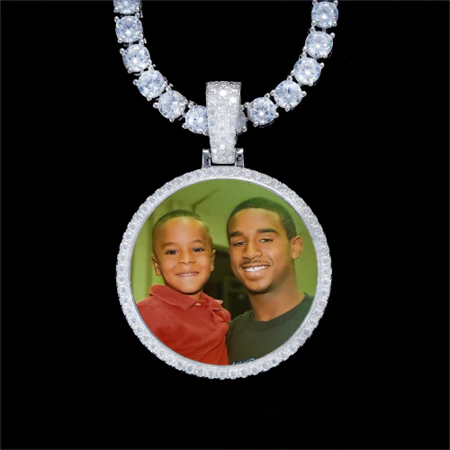 925S & VVS Moissanite 3D Circle Custom Picture Pendant