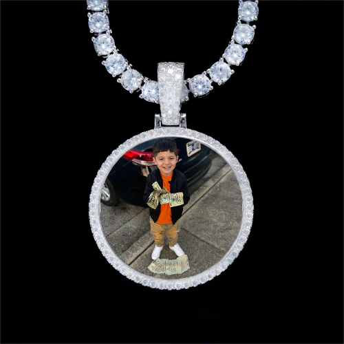 925S & VVS Moissanite 3D Circle Custom Picture Pendant