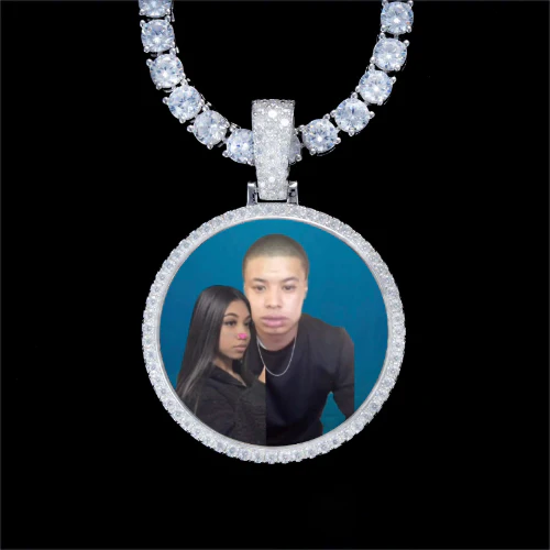 925S & VVS Moissanite 3D Circle Custom Picture Pendant