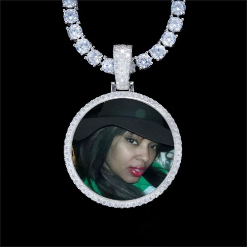 925S & VVS Moissanite 3D Circle Custom Picture Pendant