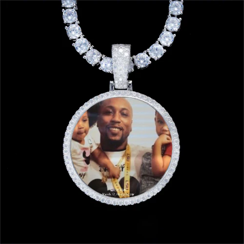 925S & VVS Moissanite 3D Circle Custom Picture Pendant