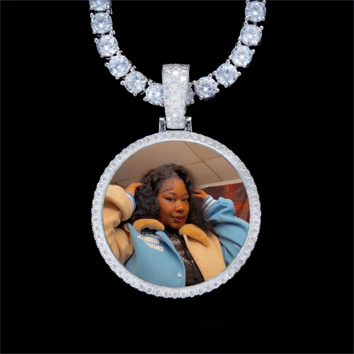 925S & VVS Moissanite 3D Circle Custom Picture Pendant