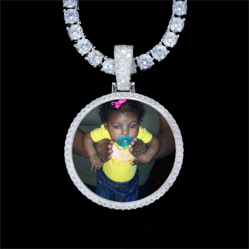 925S & VVS Moissanite 3D Circle Custom Picture Pendant
