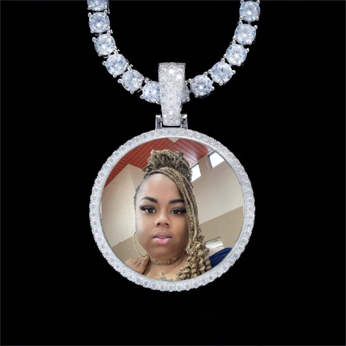 925S & VVS Moissanite 3D Circle Custom Picture Pendant