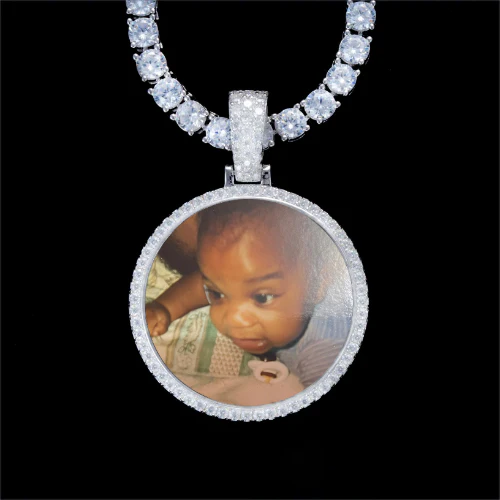 925S & VVS Moissanite 3D Circle Custom Picture Pendant