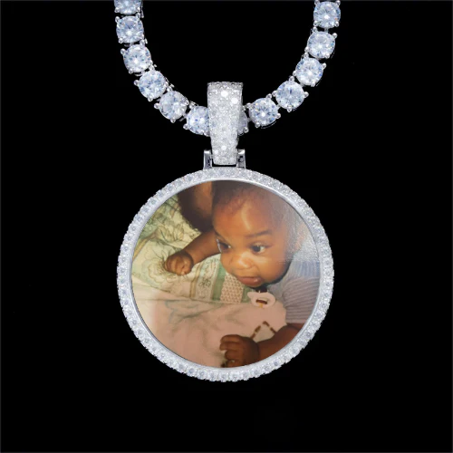 925S & VVS Moissanite 3D Circle Custom Picture Pendant