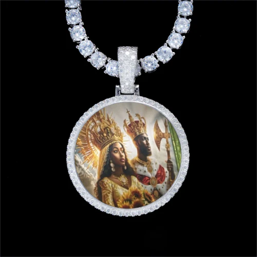 925S & VVS Moissanite 3D Circle Custom Picture Pendant