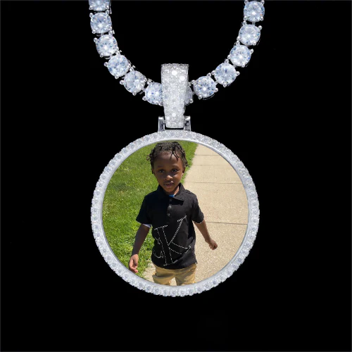 925S & VVS Moissanite 3D Circle Custom Picture Pendant