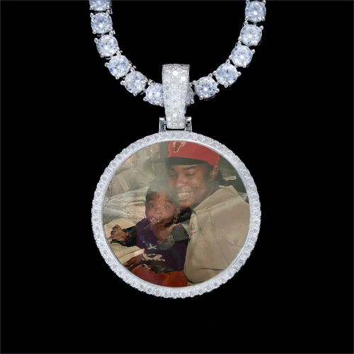 925S & VVS Moissanite 3D Circle Custom Picture Pendant