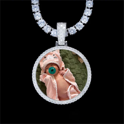925S & VVS Moissanite 3D Circle Custom Picture Pendant
