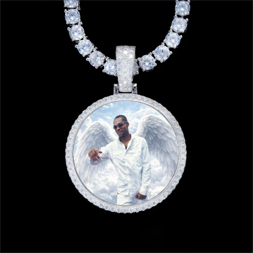 925S & VVS Moissanite 3D Circle Custom Picture Pendant