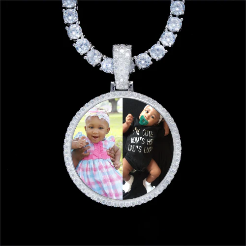 925S & VVS Moissanite 3D Circle Custom Picture Pendant