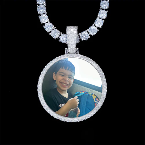 925S & VVS Moissanite 3D Circle Custom Picture Pendant