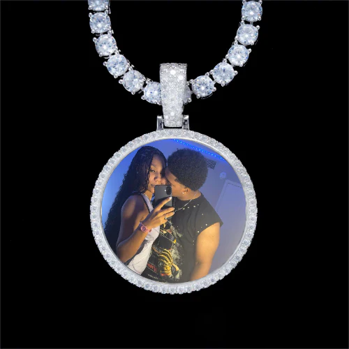 925S & VVS Moissanite 3D Circle Custom Picture Pendant