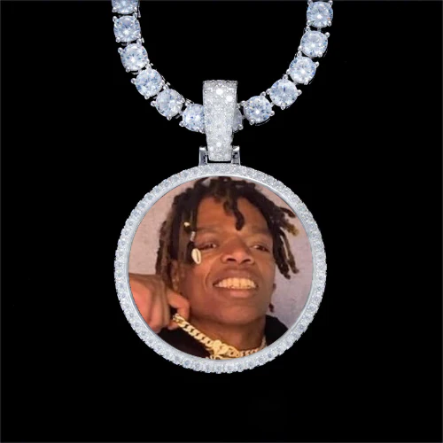 925S & VVS Moissanite 3D Circle Custom Picture Pendant