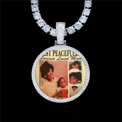 925S & VVS Moissanite 3D Circle Custom Picture Pendant