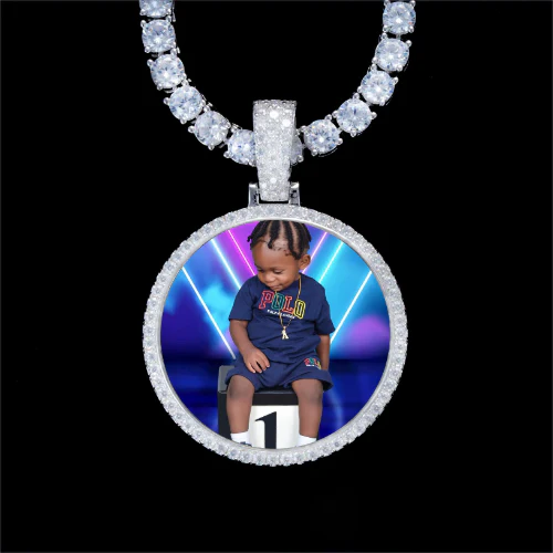 925S & VVS Moissanite 3D Circle Custom Picture Pendant