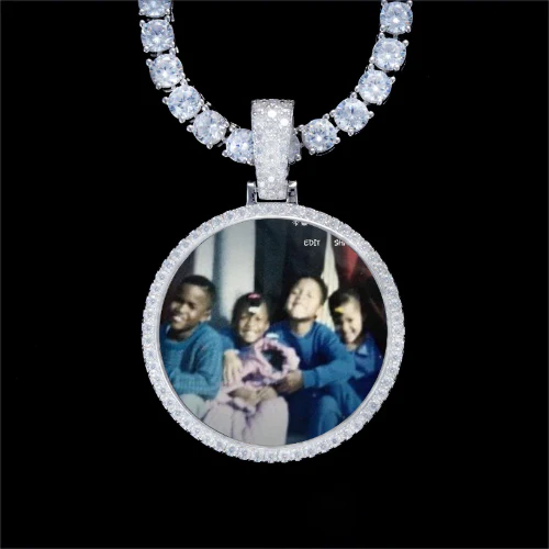 925S & VVS Moissanite 3D Circle Custom Picture Pendant
