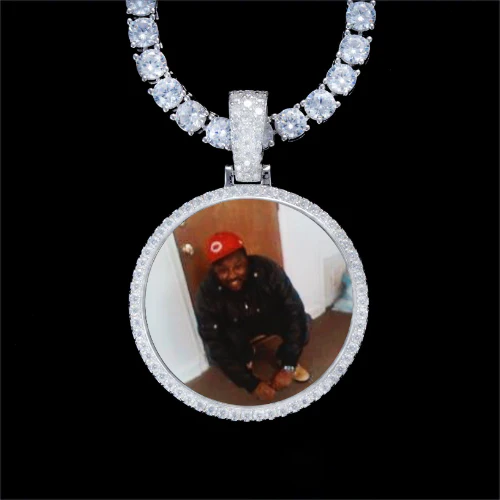 925S & VVS Moissanite 3D Circle Custom Picture Pendant
